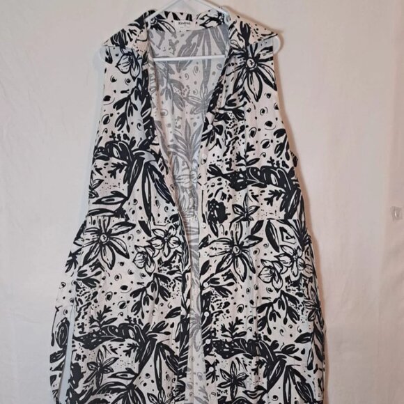 Anthropologie Kindred Womens‎ Plus 3X White/Black Floral Button Up Dress Belth - Picture 1 of 15